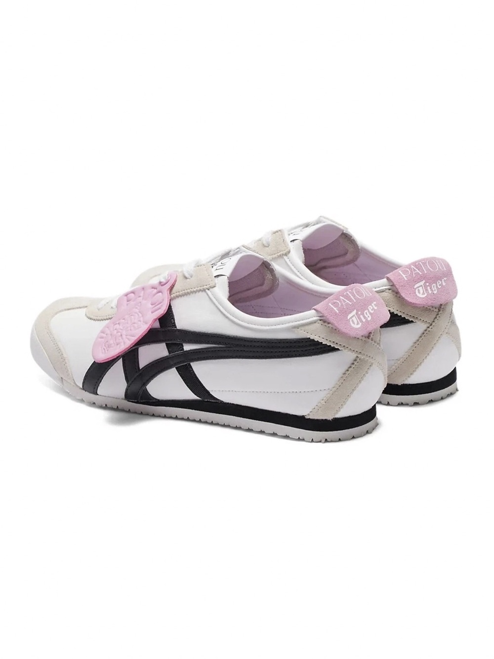 Onitsuka Tiger by Asics White & Black Low-Top Sneakers with Pink Accents. - Picture 4 of 8